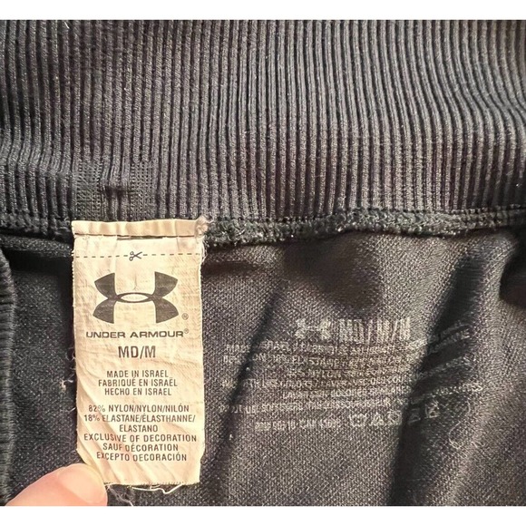 Under Armour Womens Leggings Pants Black Mid Rise Yoga Waistband‎ Workout Logo M - Picture 3 of 8